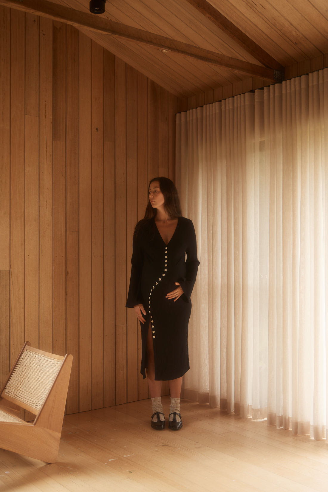 Bulan Bell Sleeve Rib Dress