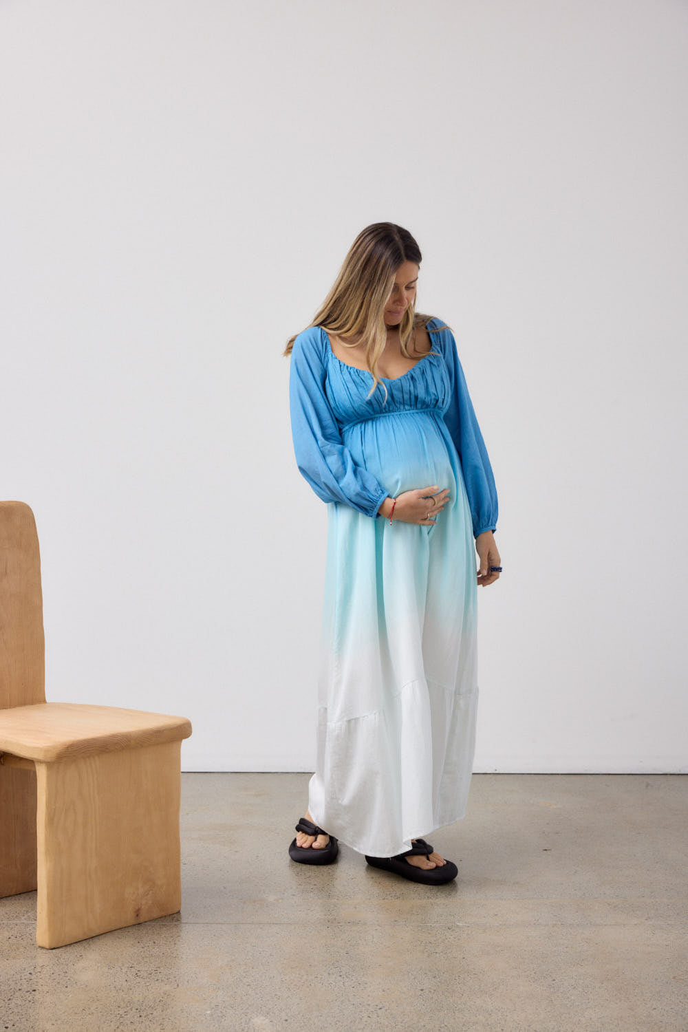 Blue Bell Sleeve Dip Dye Dress