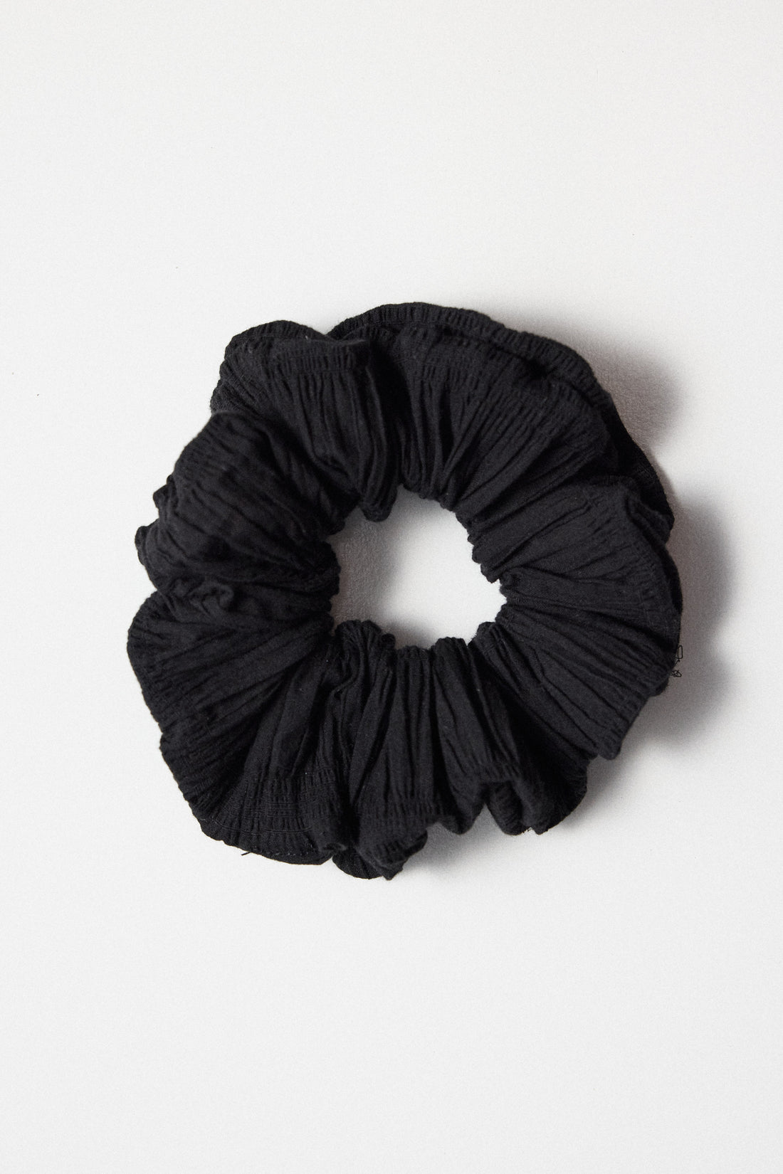 Scrunchie - Black Ruched Cotton